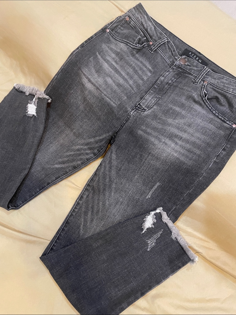RISEN Women's High-Rise Distressed Black Jeans Sz 30